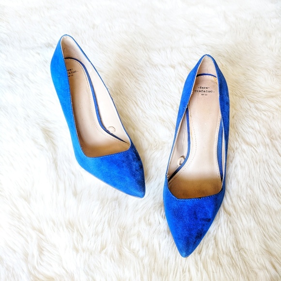 Zara Shoes - ZARA 💙 BLUE SUEDE HEELS